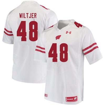 Men's Wisconsin Badgers NCAA #48 Travis Wiltjer White Authentic Under Armour Stitched College Football Jersey YY31I74CT